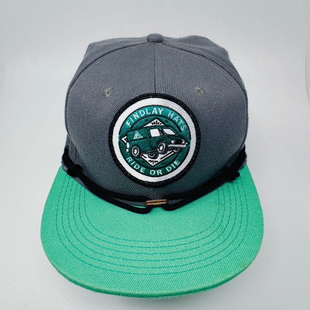 Findlay Hats Ride Or Die Van Patch Snapback Hat Grey Green Laces